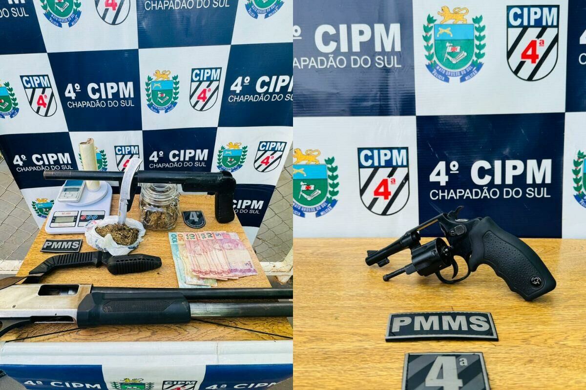 Imagem de compartilhamento para o artigo PM encontra drogas, arma escondida em sofá e prende dois em Chapadão do Sul da MS Todo dia